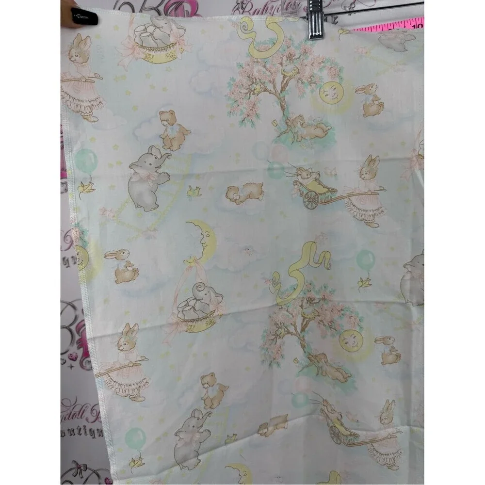 Vintage fabric thin bears Baby Dreamtime Blanket - Pastel Yellow & Mint